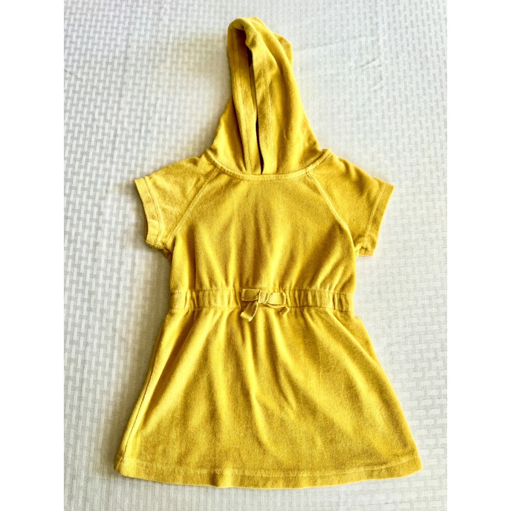 Hanna Andersson Yellow Terry Cloth Hooded Dress Cover Up Girls Size 90 US 3